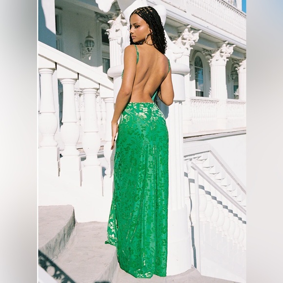 Princess Polly burnout green velvet dress size 6 NWT - Picture 2 of 4
